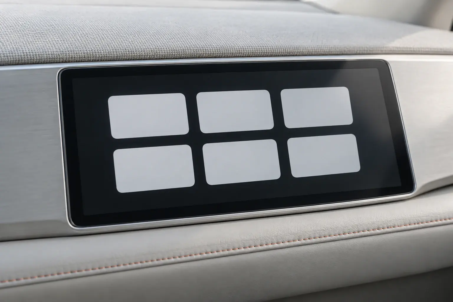Illustration: a car's centre display showing two rows of blank cards.