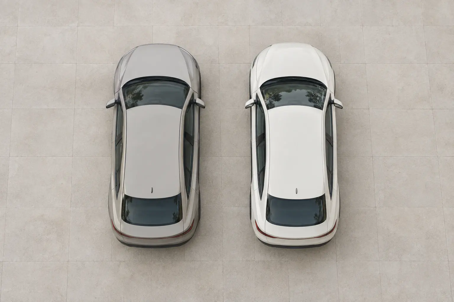 Illustration: two cars parked side by side, seen from above.